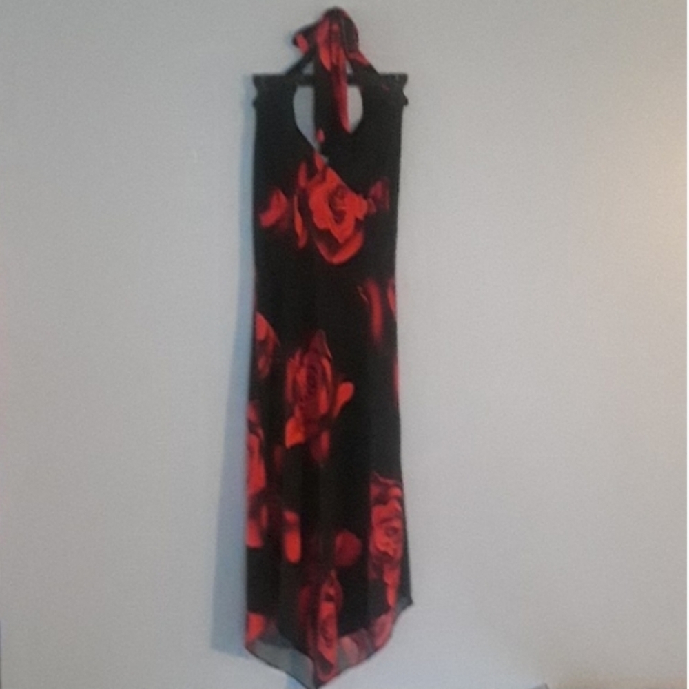 Classy, Backless, Red and Black Silky Dress!!